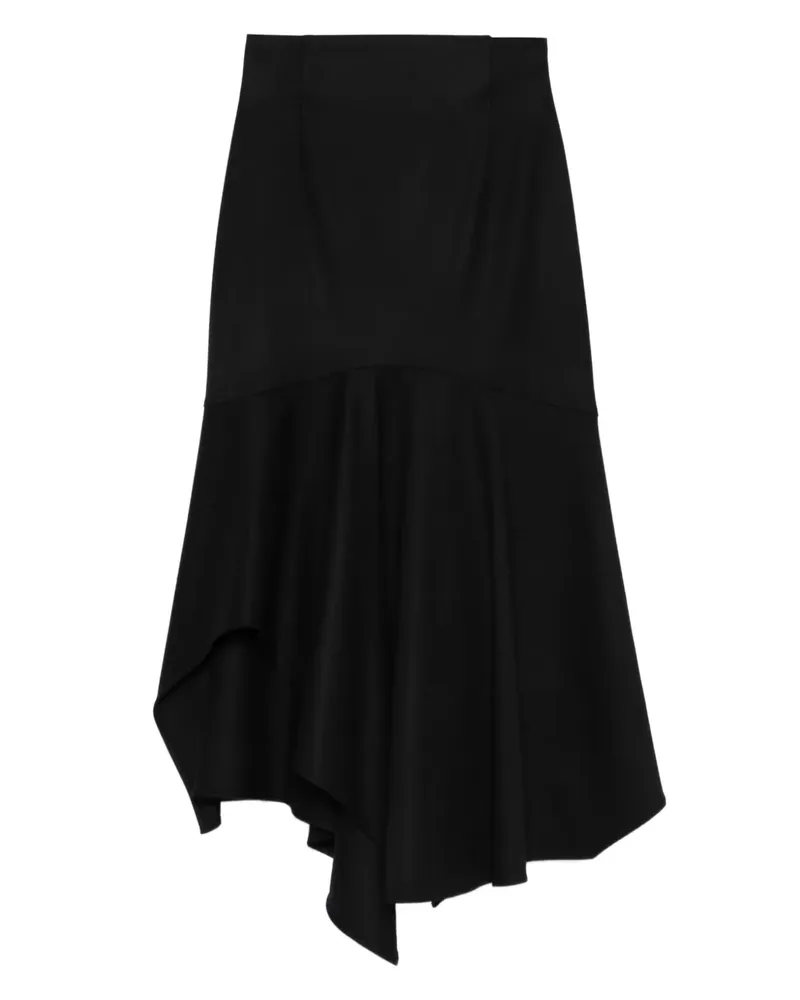 Alberta Ferretti Asymmetrischer Rock mit Volant - Schwarz Schwarz