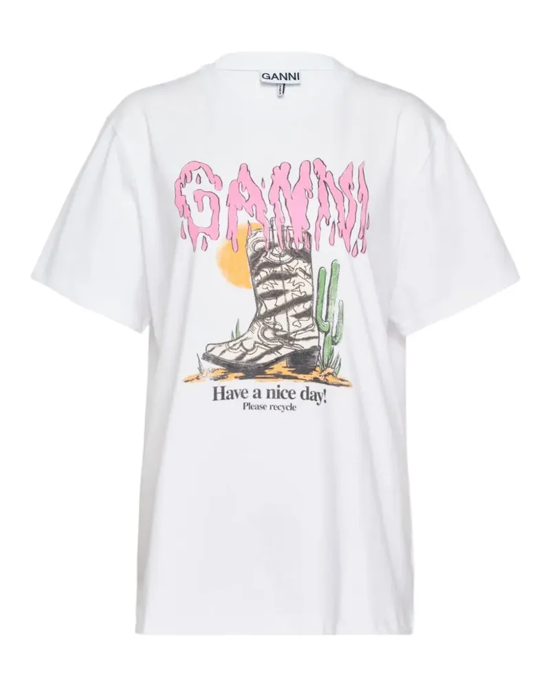 Ganni graphic-print T-shirt - Weiß Weiß