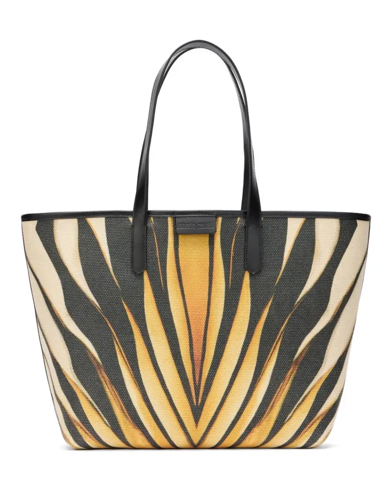 Roberto Cavalli Ray Of Gold tiger-print logo-patch tote bag - Gelb Gelb
