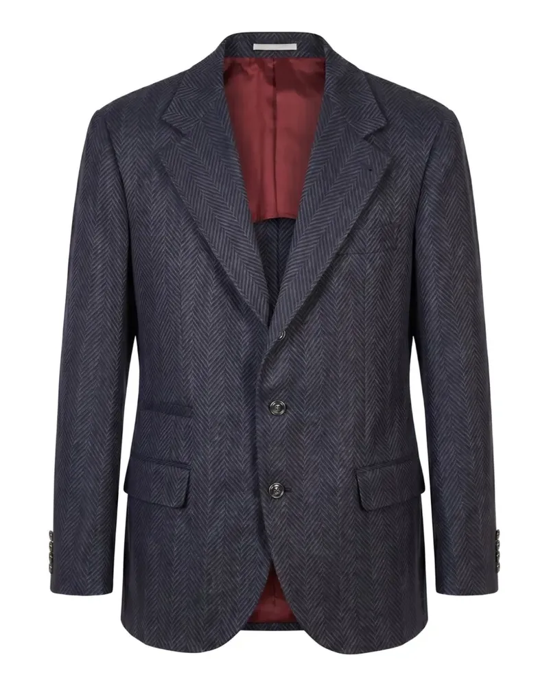 Brunello Cucinelli Sakko mit Fischgrätenmuster - Blau Blau