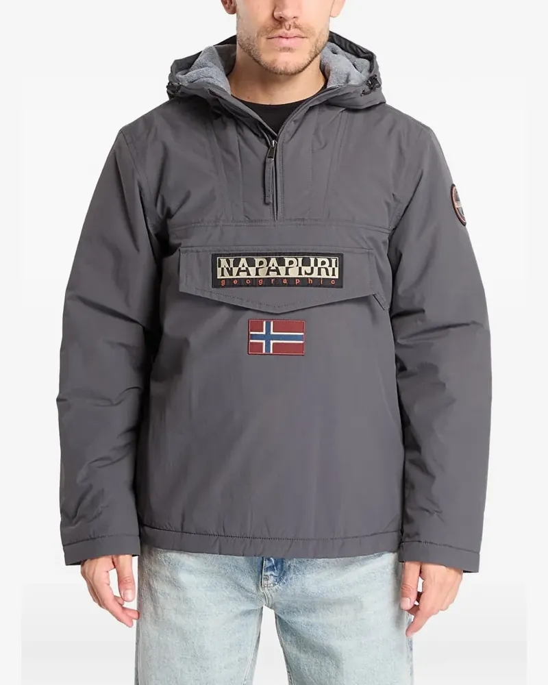 Napapijri Kapuzenjacke mit Logo-Patch - Grau Grau