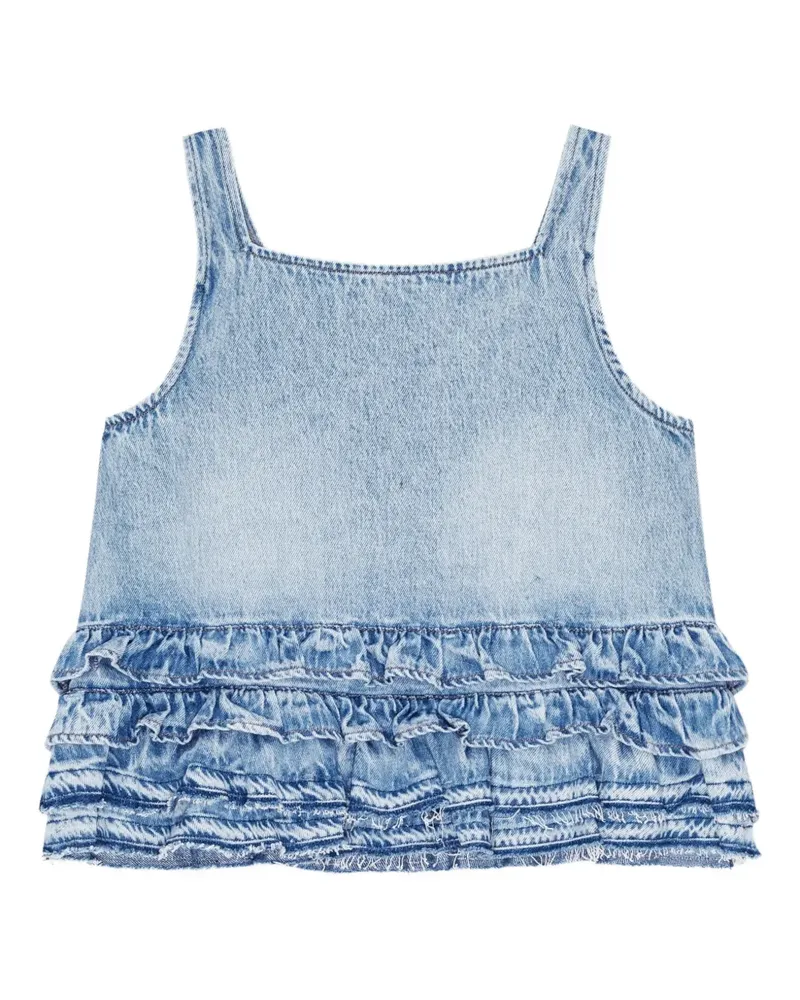 Ganni Top mit Volants - Blau Blau