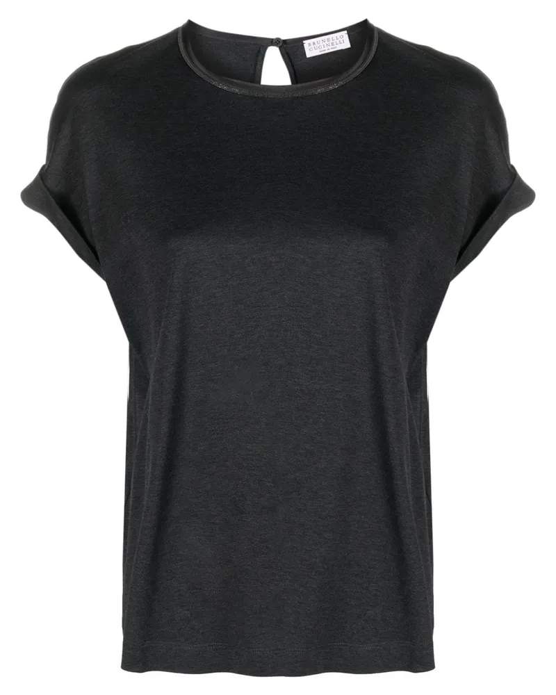 Brunello Cucinelli T-Shirt mit Schlüssellochausschnitt - Grau Grau
