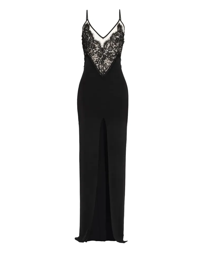 NISSA lace-panel maxi dress - Schwarz Schwarz