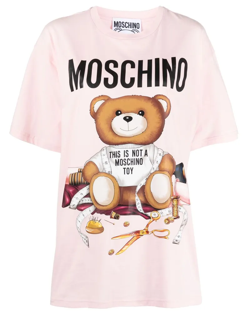 Moschino T-Shirt mit Teddy-Print Rosa