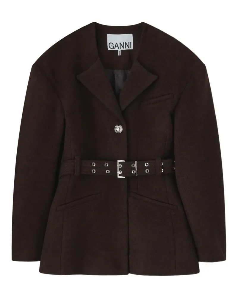 Ganni Jacke mit Gürtel - Braun Braun