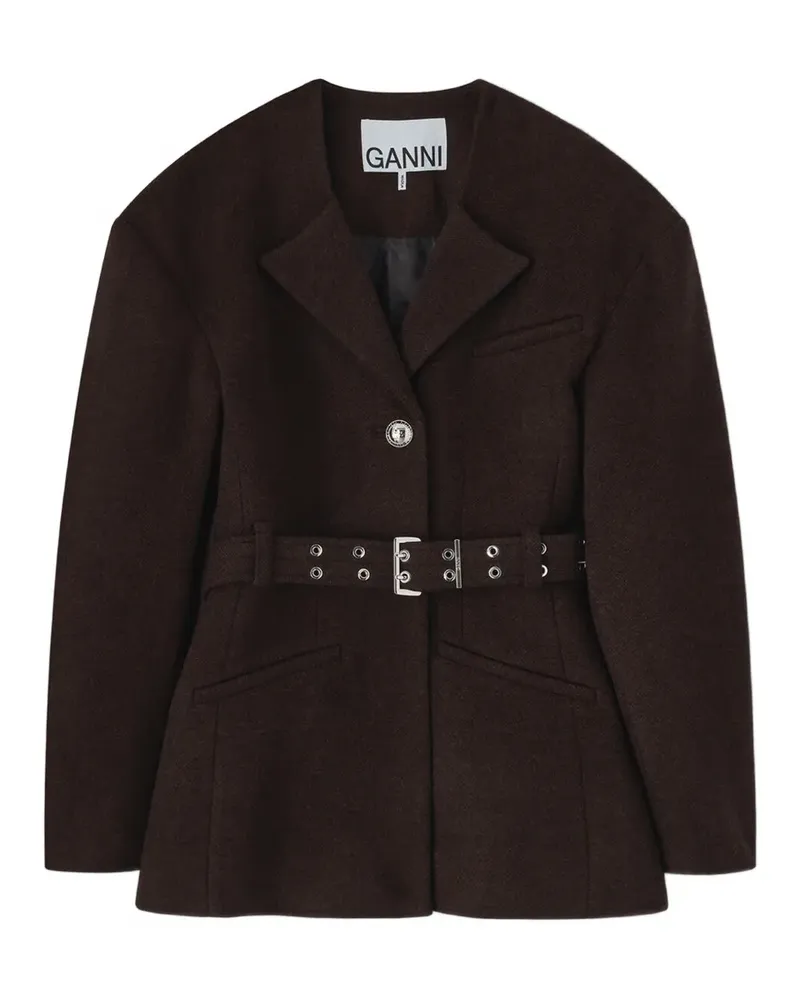 Ganni Jacke mit Gürtel - Braun Braun