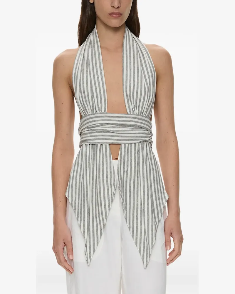 Christopher Esber striped draped halter top - Grau Grau