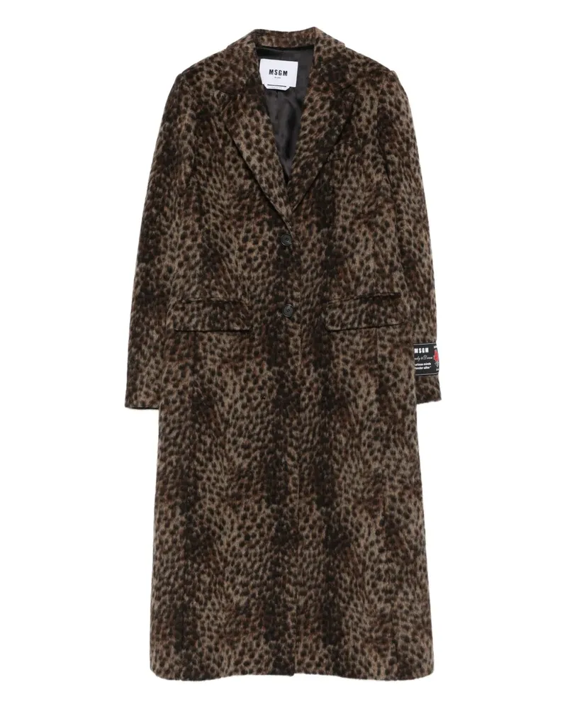 MSGM leopard-print single-breasted coat - Braun Braun