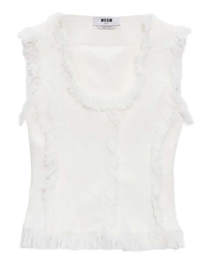 MSGM Bluse mit Fransen - Weiß Weiß