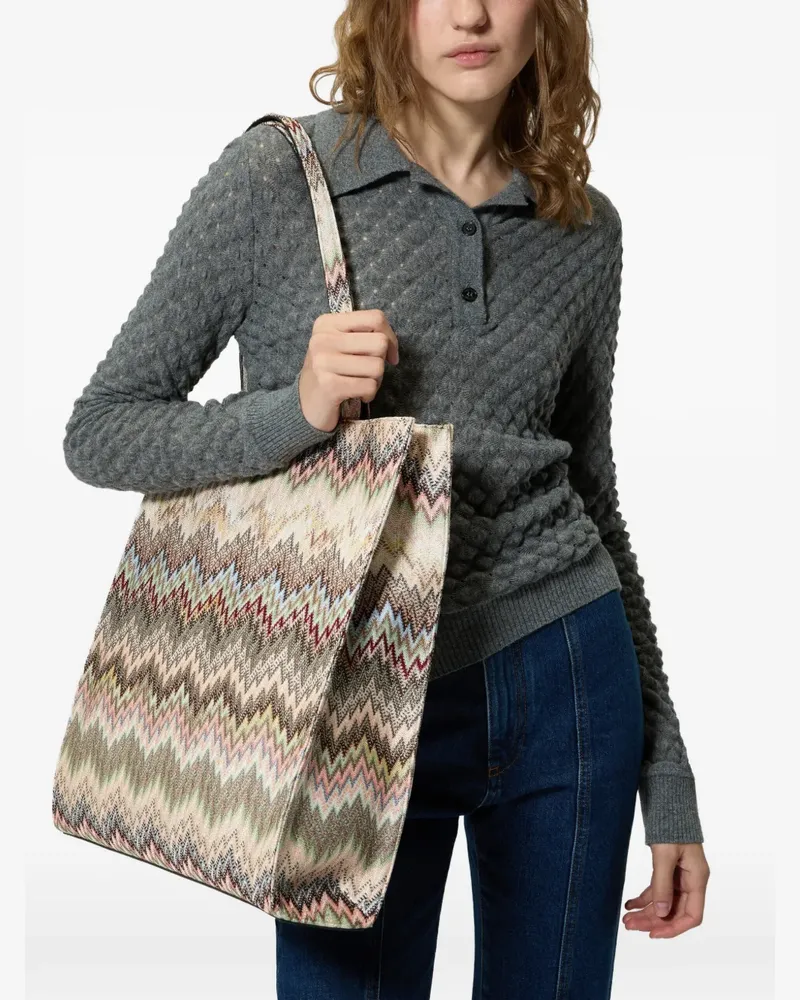 Missoni zigzag tote bag - Nude Nude