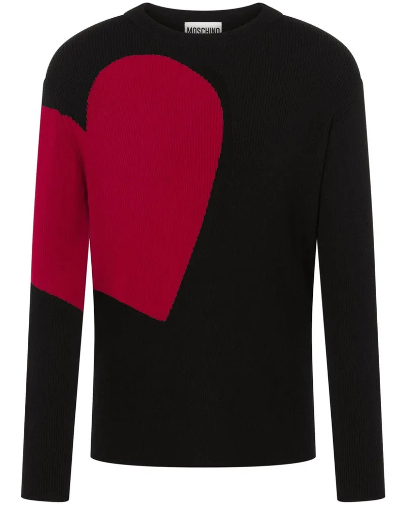Moschino Intarsien-Pullover mit Herz - Schwarz Schwarz