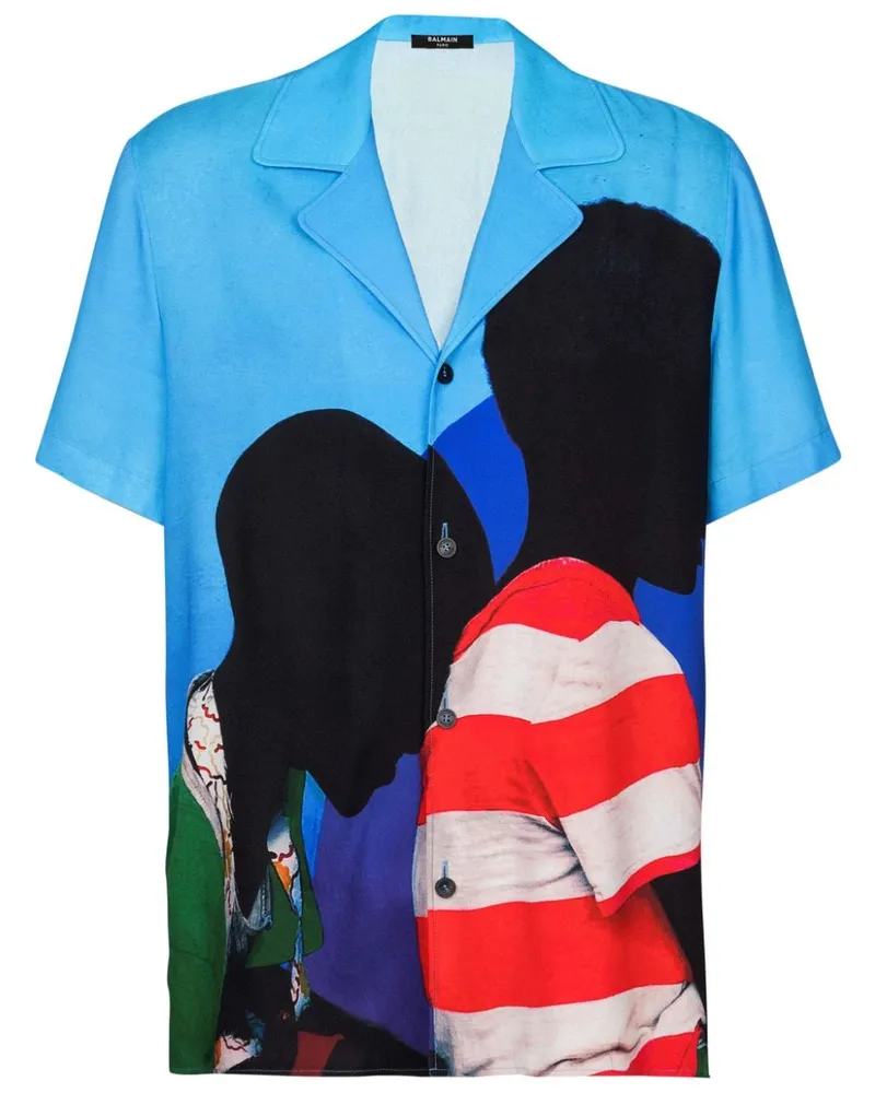 Balmain Pyjama-Oberteil mit Prince Gyasi-Print - Blau Blau