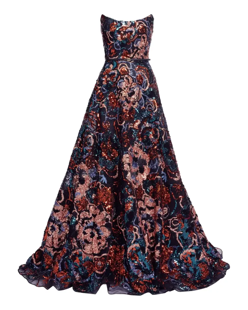 Elie Saab Maxikleid mit Pailletten - Schwarz Schwarz
