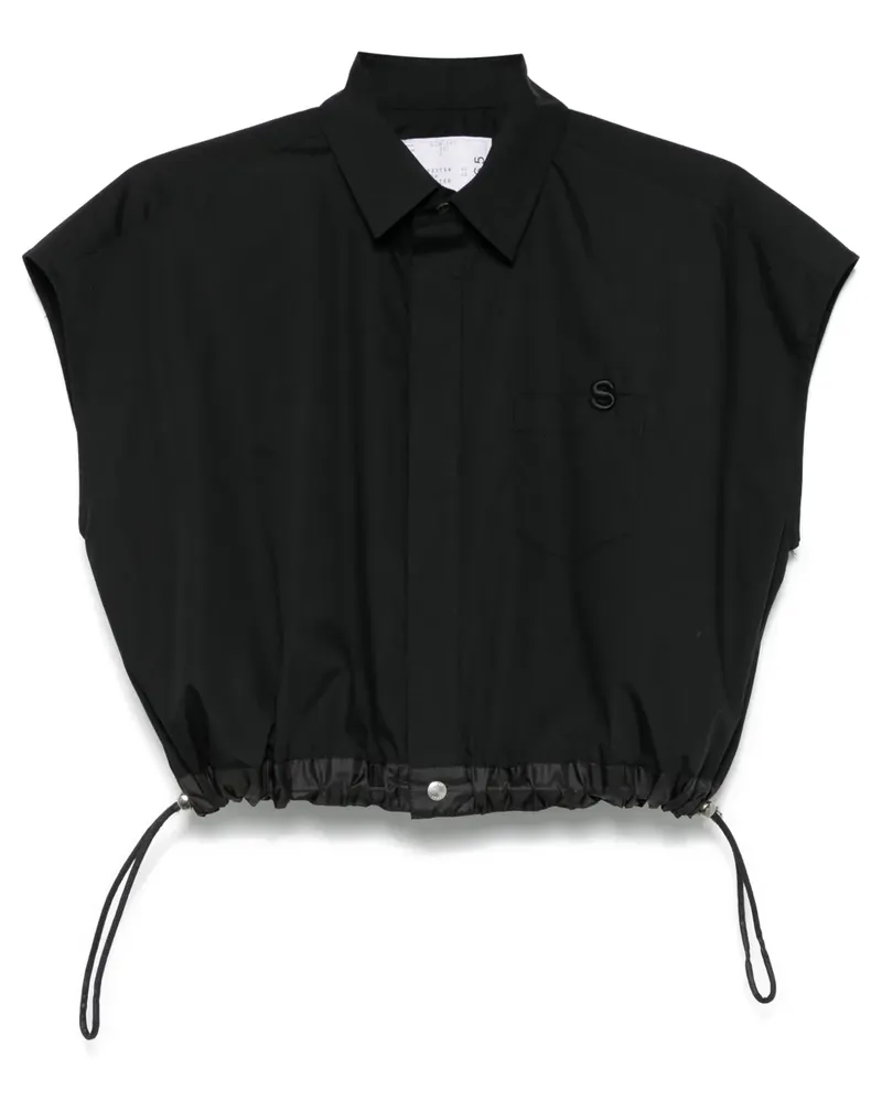 Sacai Hemd mit Logo-Stickerei - Schwarz Schwarz