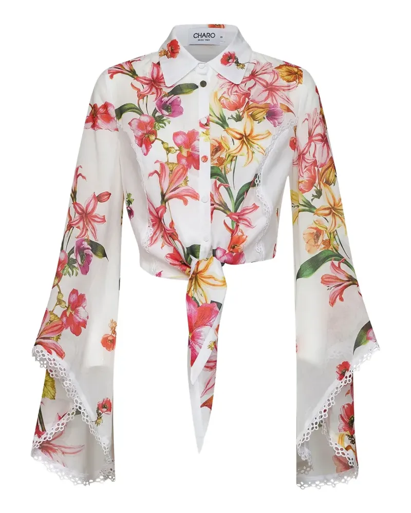 Charo Ruiz floral-print lace-trim shirt - Weiß Weiß