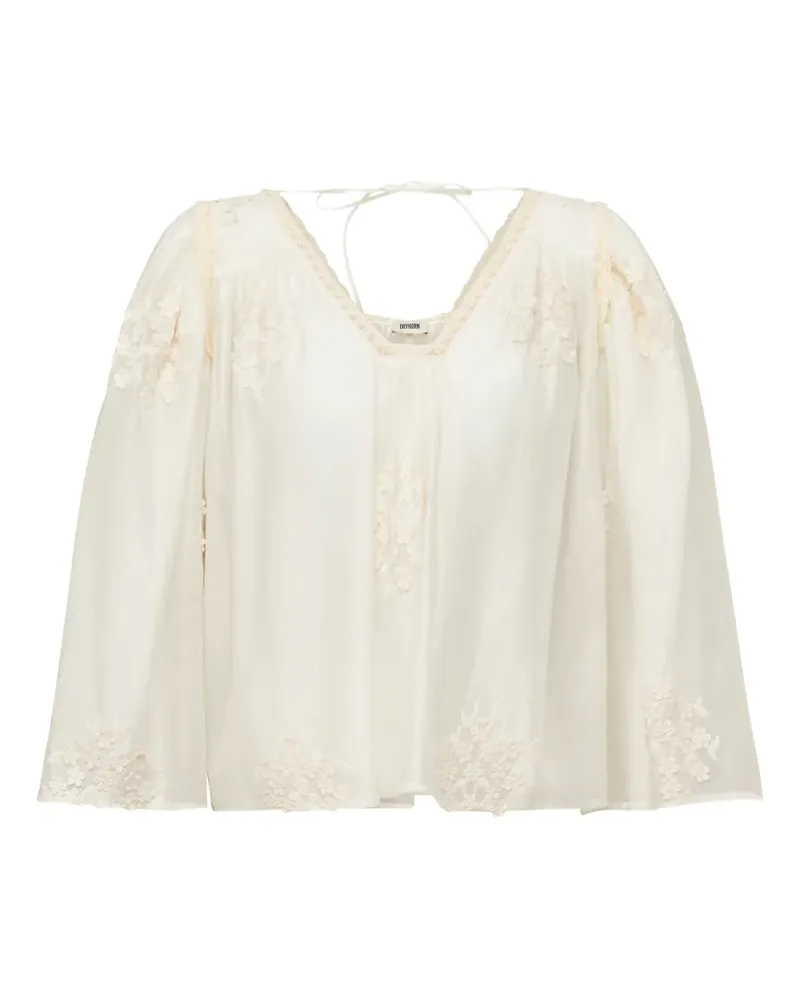 Drykorn Ismara floral-embroidered lace-trim blouse - Nude Nude