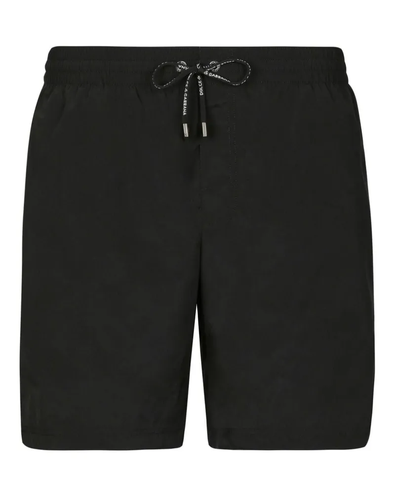Dolce & Gabbana Kordelzug-Badeshorts mit DG-Print - Schwarz Schwarz