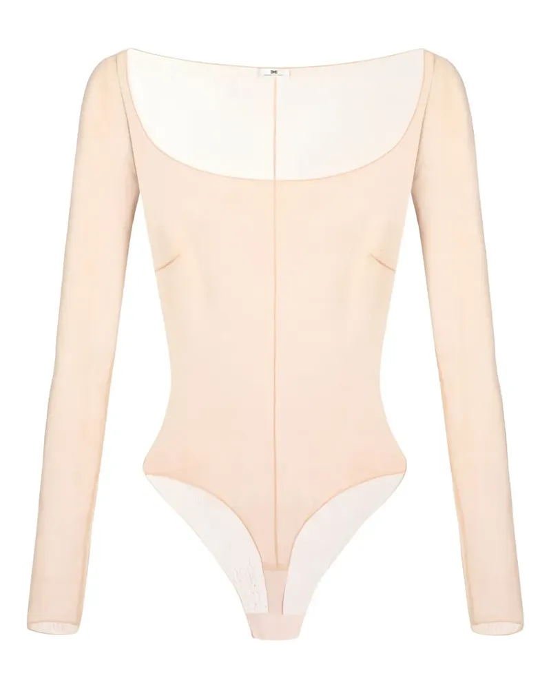 Elisabetta Franchi Langärmeliger Body aus Jacquard-Tüll - Schwarz Schwarz