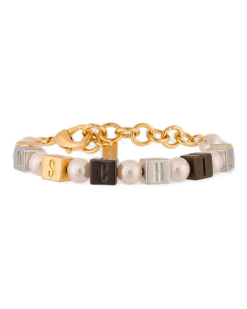 Moschino logo-beaded bracelet - Gold Gold