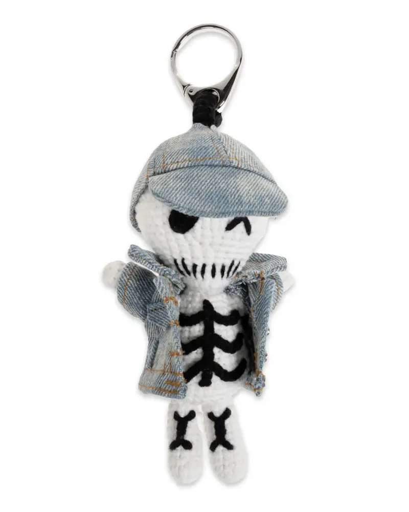 Alexander McQueen crochet skeleton bag charm - Weiß Weiß