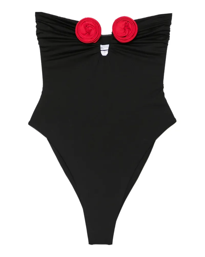 La Reveche Alya floral-appliqué swimsuit - Schwarz Schwarz