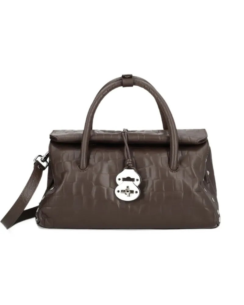 Zanellato small Dotta crocodile-effect shoulder bag - Braun Braun
