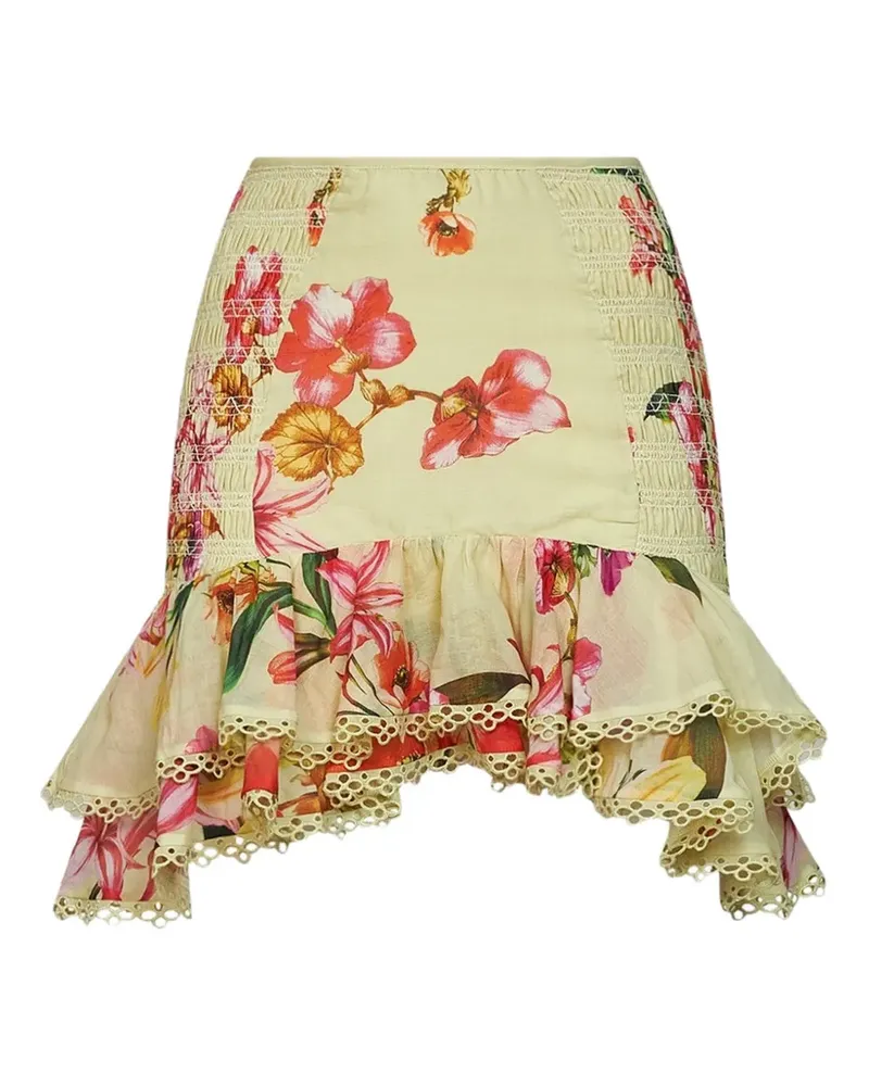 Charo Ruiz floral-print ruffled skirt - Nude Nude