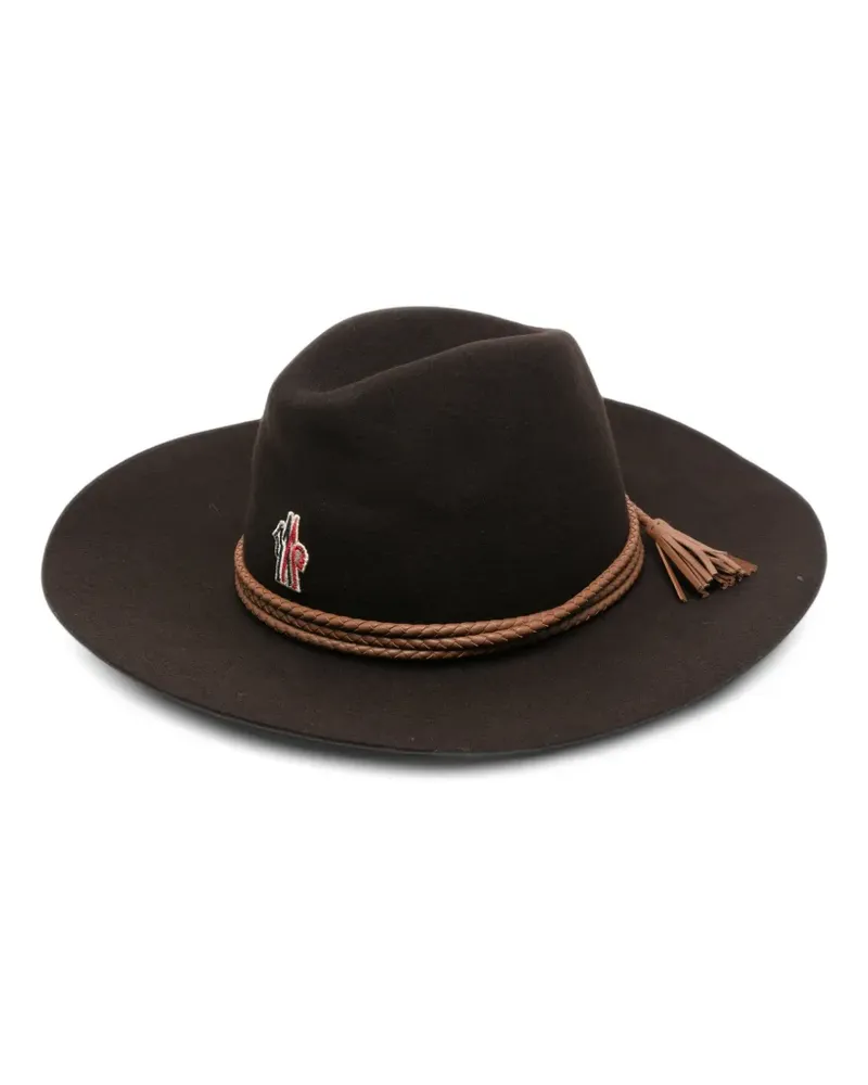 Moncler logo-patch braided-trim fedora hat - Braun Braun