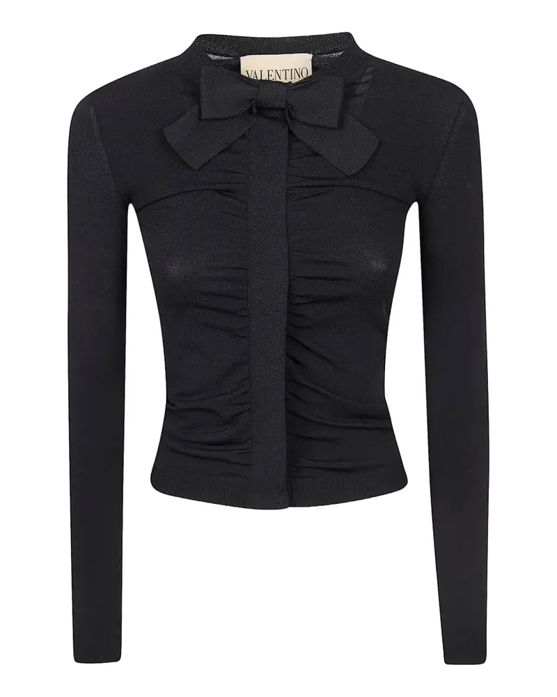 Valentino Garavani bow-detail gathered top - Schwarz Schwarz