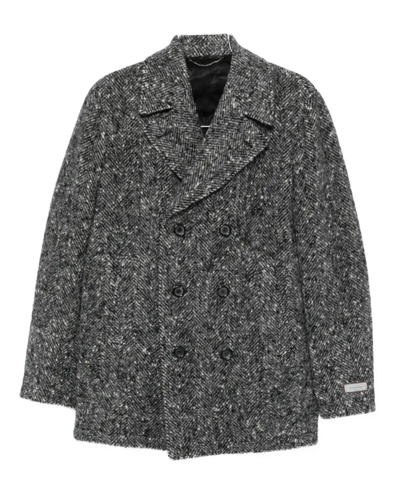 Canali Doppelreihiger Mantel mit Fischgrätenmuster - Grau Grau
