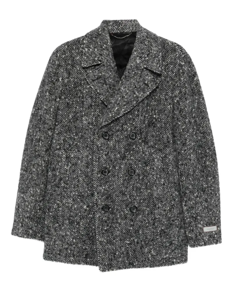 Canali Doppelreihiger Mantel mit Fischgrätenmuster - Grau Grau