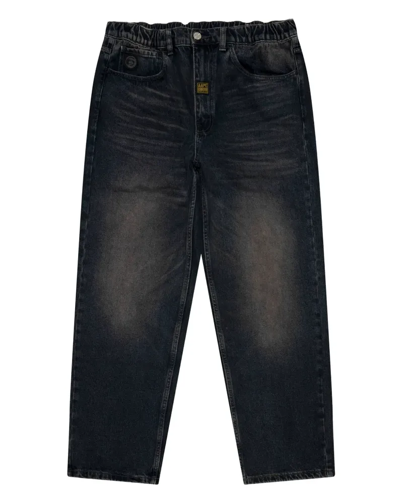 BAPE logo-patch jeans - Blau Blau
