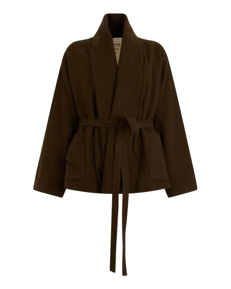 Uma Wang Schalkragen-Jacke mit Gürtel - Braun Braun
