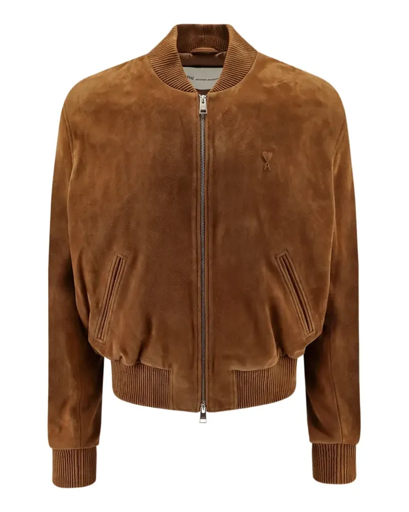 AMI Paris Ami de Coeur suede jacket - Braun Braun