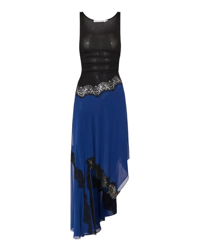 Christopher Esber lace-trim asymmetric midi dress - Blau Blau