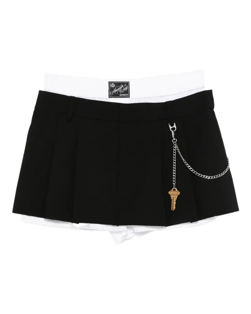 Alexander Wang Plissierte Shorts mit Schlüsseldetail - Schwarz Schwarz