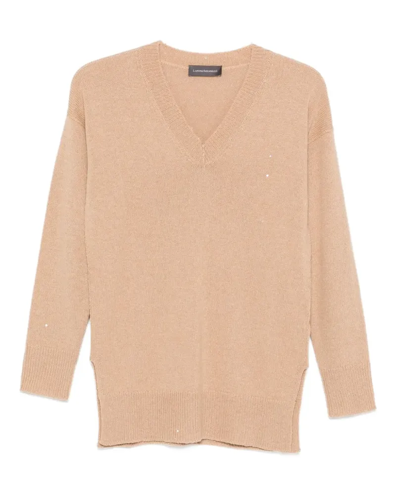 Lorena Antoniazzi Pullover mit V-Ausschnitt - Nude Nude