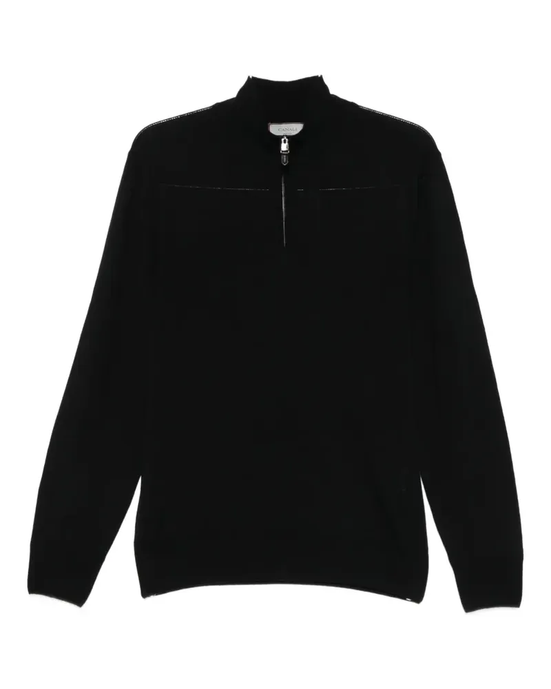Canali Pullover mit Stehkragen - Schwarz Schwarz