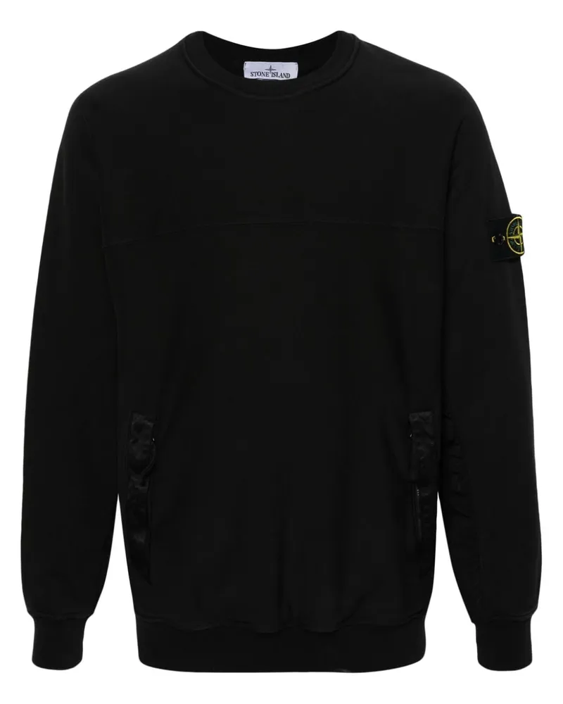 Stone Island Sweatshirt mit Kompass-Patch - Schwarz Schwarz