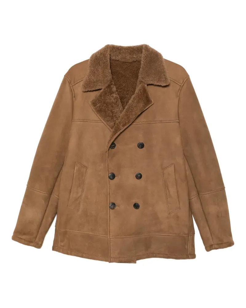 Boglioli Doppelreihige Lederjacke - Braun Braun