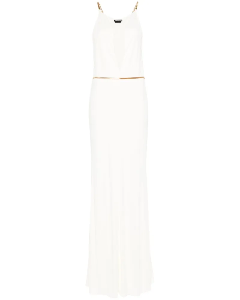 Tom Ford Maxikleid mit Gürtel - Weiß Weiß