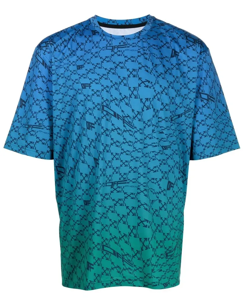 OFF-WHITE Ausgeblichenes T-Shirt mit Monogramm - Blau Blau