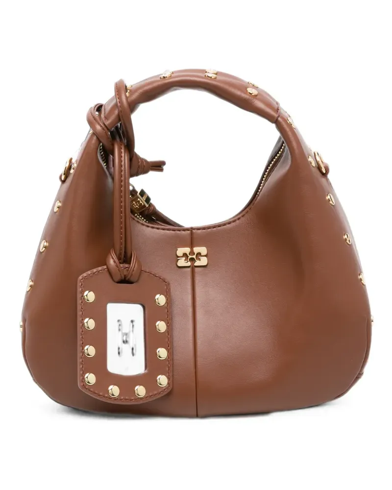 Ganni Mini-Tote Bag mit Nieten - Braun Braun