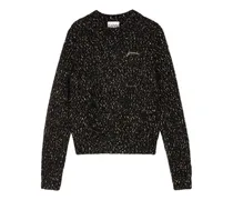Bestickter Pullover mit Rundhalsausschnitt - Schwarz