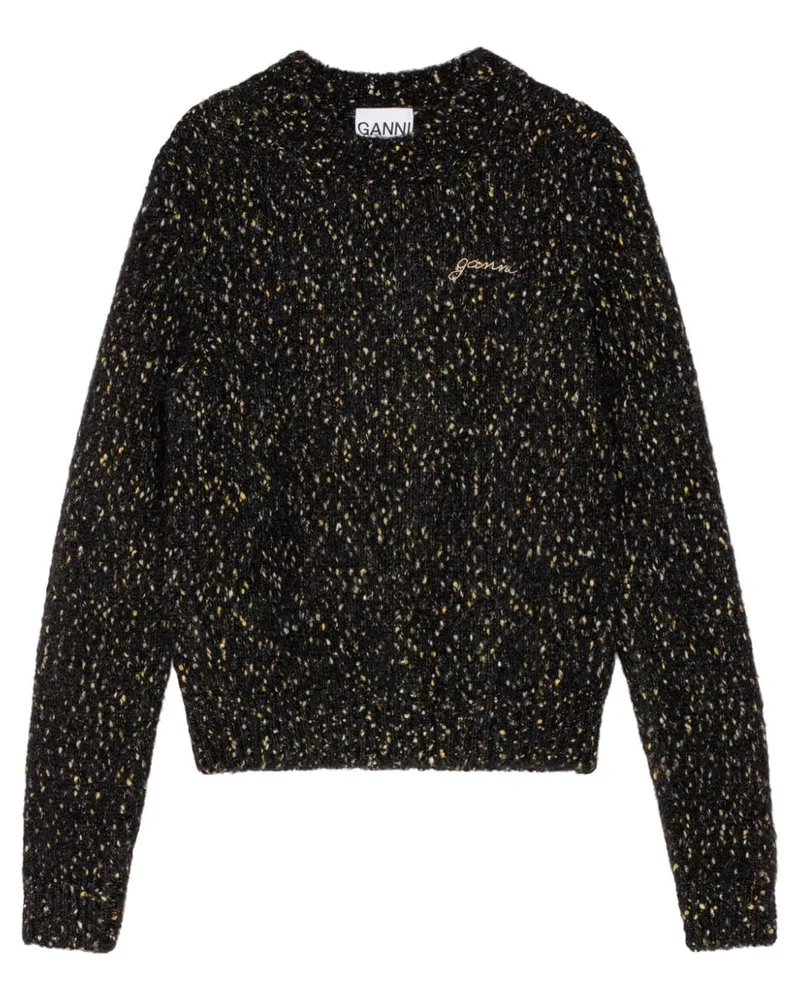 Ganni Bestickter Pullover mit Rundhalsausschnitt - Schwarz Schwarz