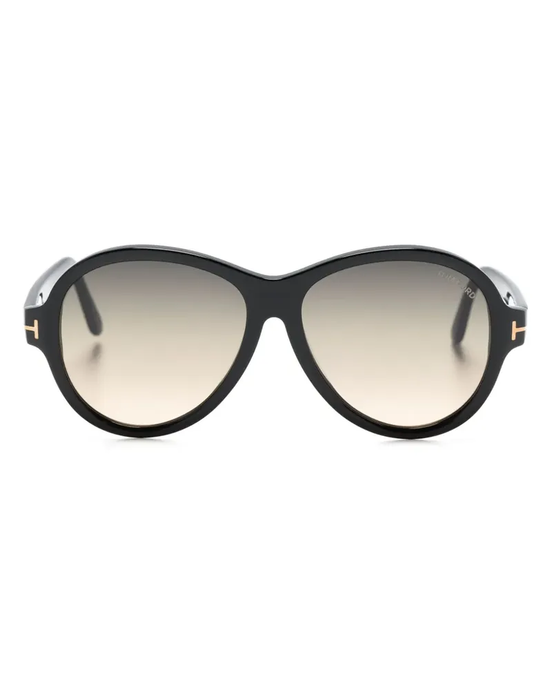Tom Ford Camryn Sonnenbrille mit rundem Gestell - Schwarz Schwarz