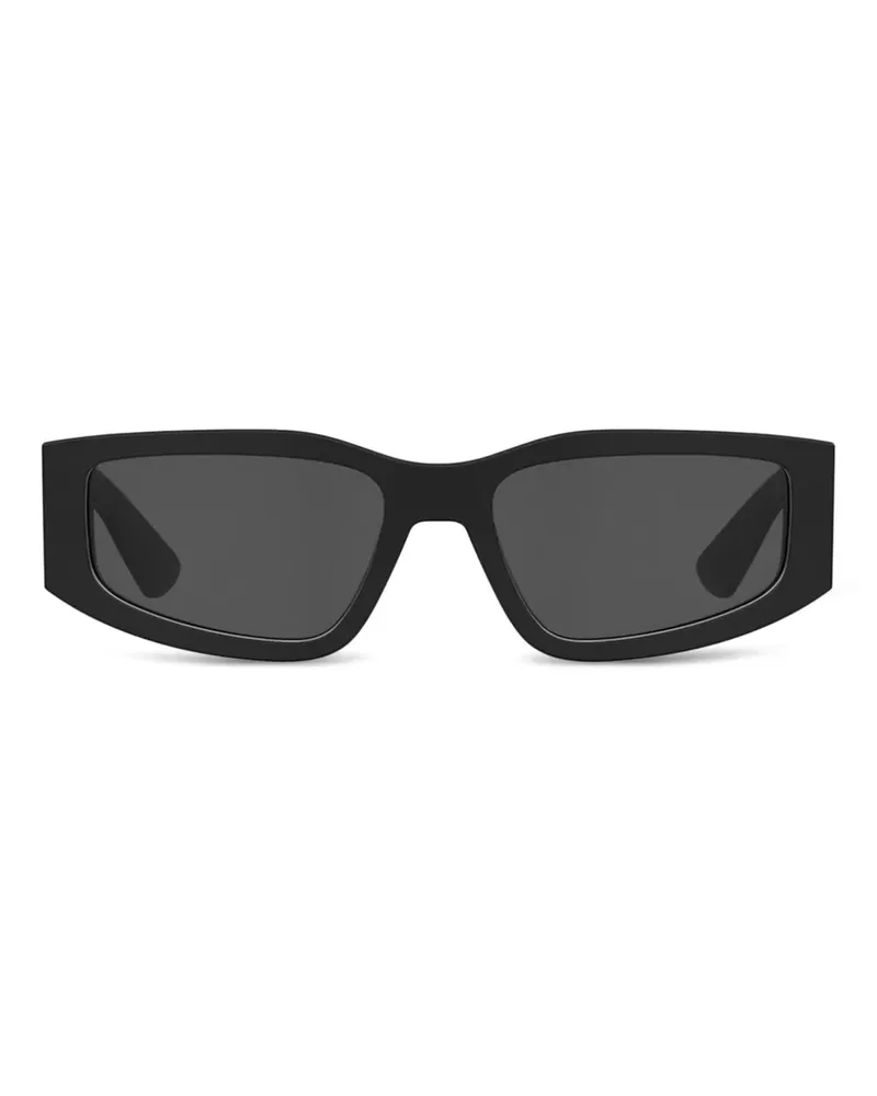 Moschino Eckige Sonnenbrille mit Logo-Schild - Schwarz Schwarz