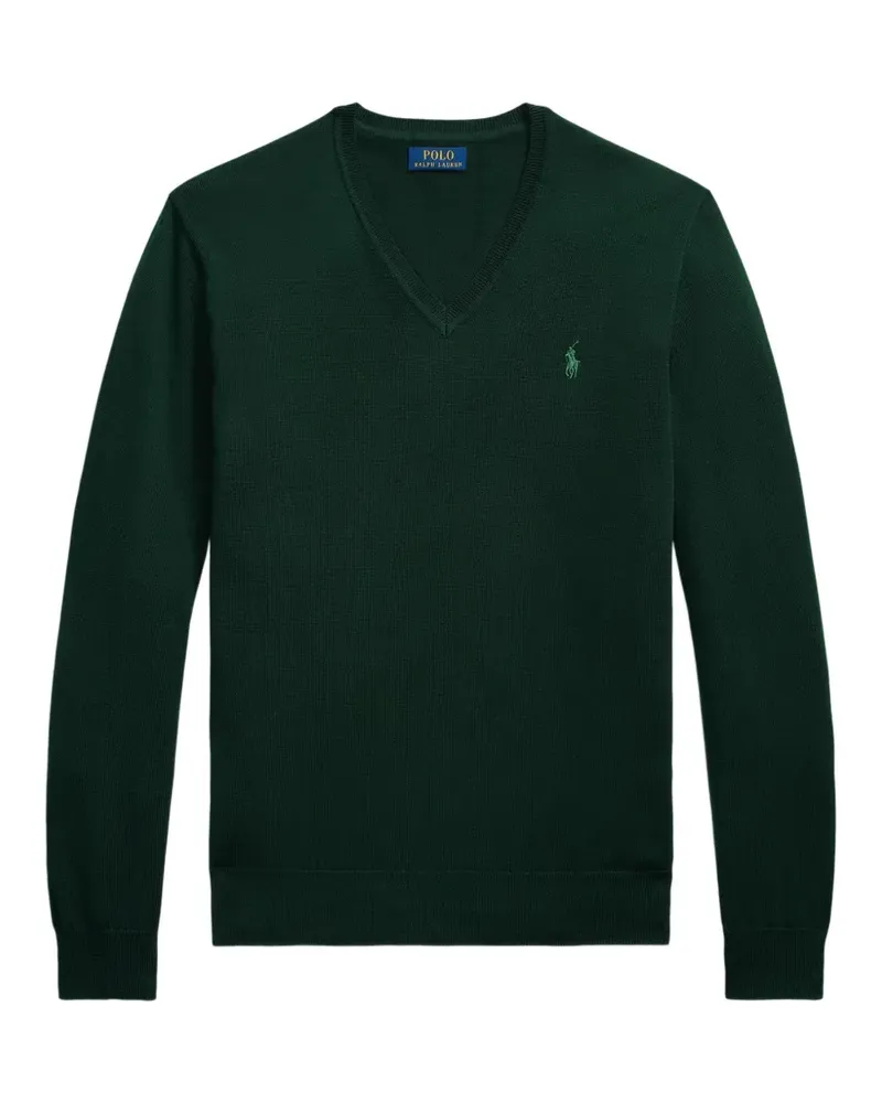 Ralph Lauren embroidered-logo V-neck sweater - Grün Grün