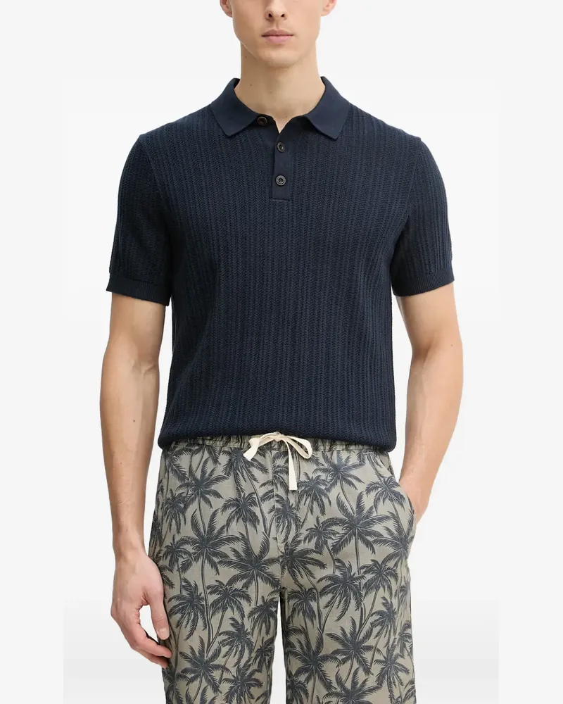 JOOP! textured-knit polo shirt - Blau Blau